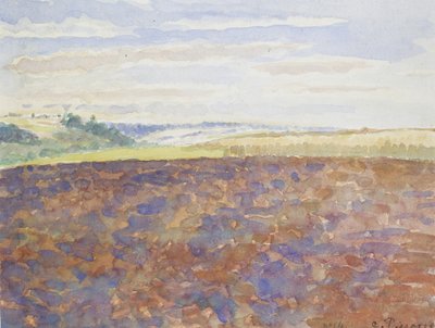 Study of a landscape with a ploughed field, Eragny-sur-Epte, c. 1886 - 1890 by Camille Jacob Pissarro